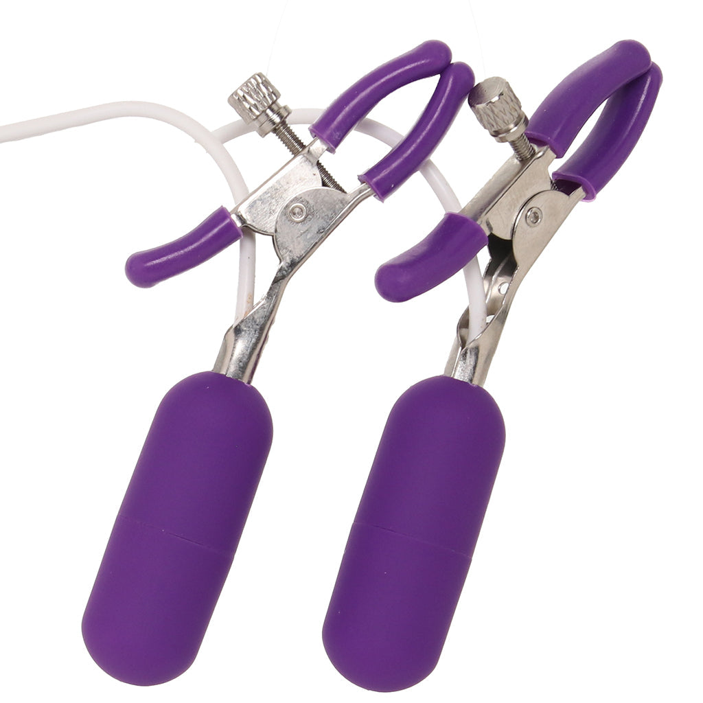 10 Function Vibrating Nipple Clamps in Purple Bondage and Fetish > Nipple Stimulators & Clamps - Tophatter Daily Deals