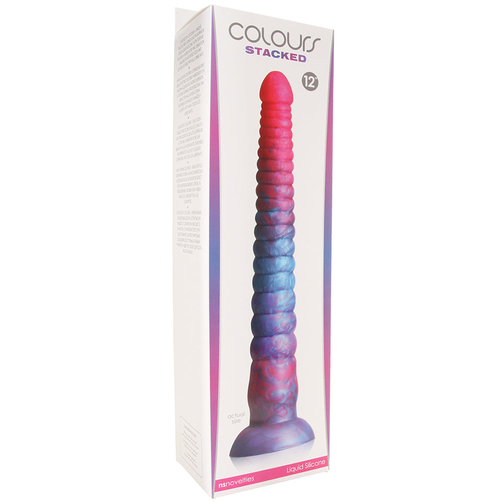 Colours Stacked 12 Inch Dildo in Pink/Blue - Tophatter's Adult Sex Toys Online Dildo Sex Toys > Non-Phallic Dildos - Tophatter Daily Deals