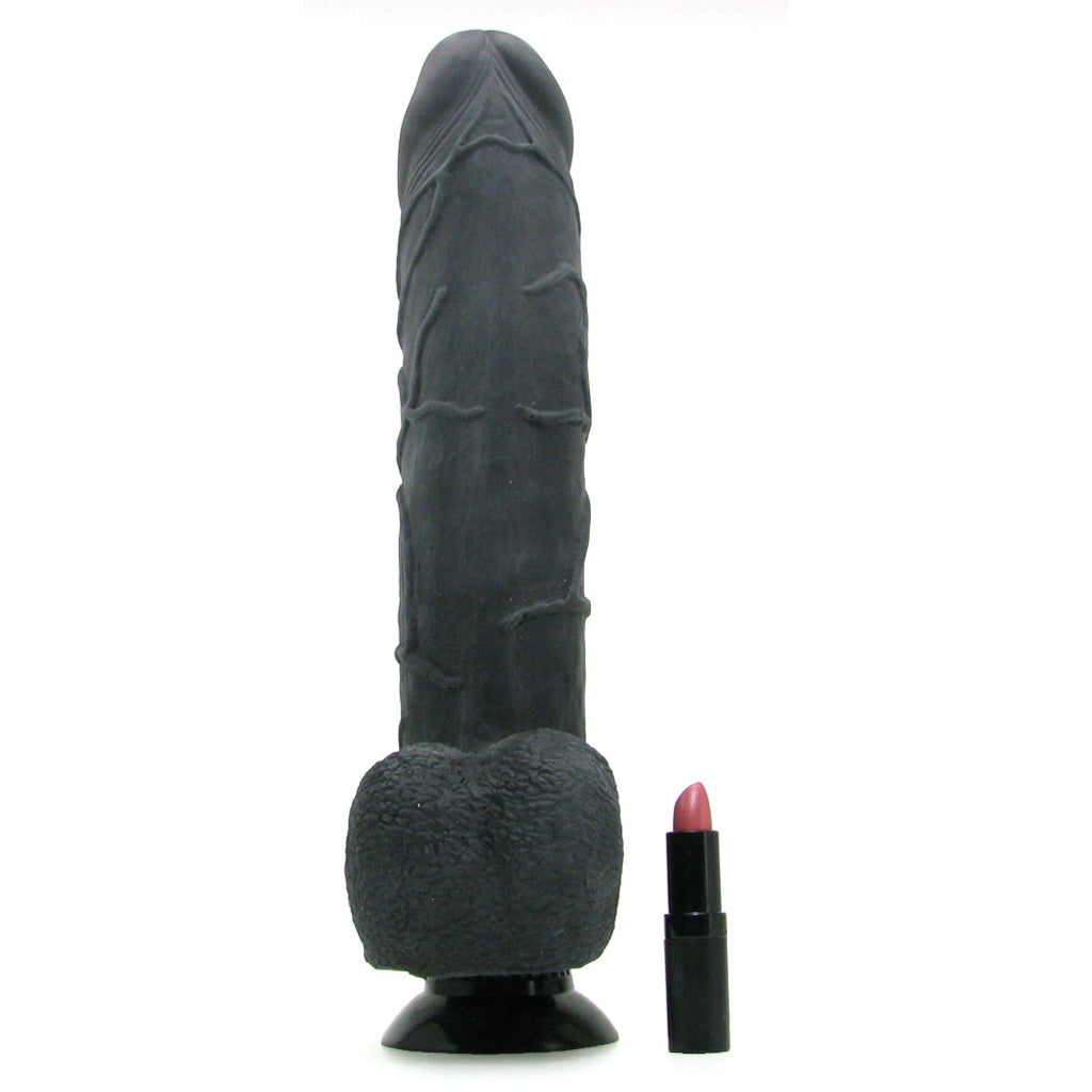 Real Feel Deluxe 12 Inch Vibrating Wall Banger Dildo in Bla Vibrators > Realistic Vibrator Dildos - Tophatter Daily Deals