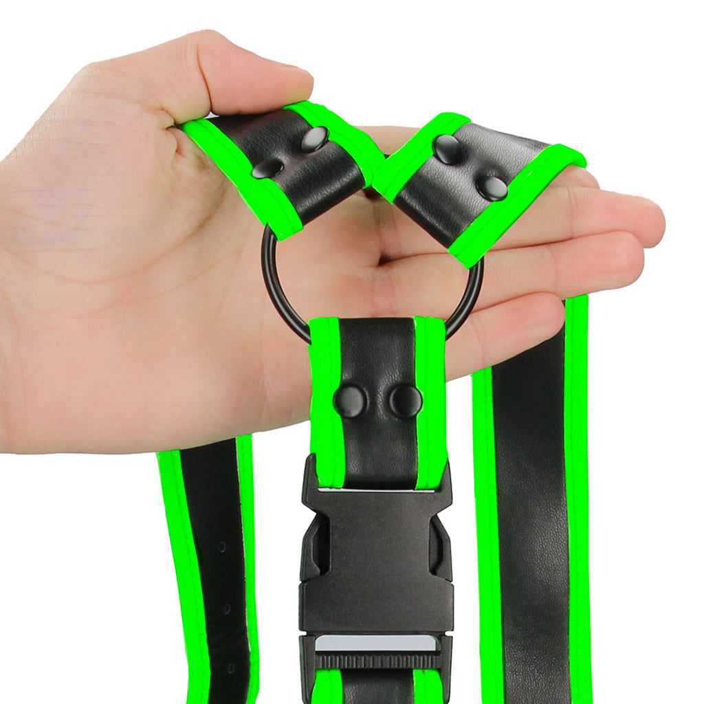 Ouch! Glow In The Dark Bulldog Buckle Harness /M Bondage and Fetish > Men's Bondage Wear - Tophatter Daily Deals