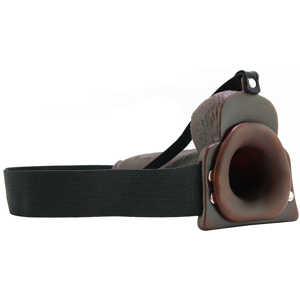 9 Inch Hollow Squirting Strap-On with Balls in Brown - Tophatter's Adult Products Dildo Sex Toys > Strap-On and Harnesses - Tophatter Daily Deals
