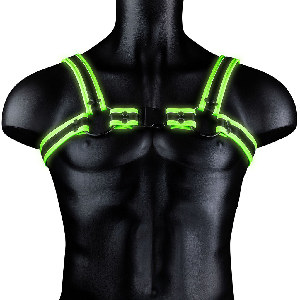 Ouch! Glow In The Dark Bulldog Buckle Harness /M Bondage and Fetish > Men's Bondage Wear - Tophatter Daily Deals