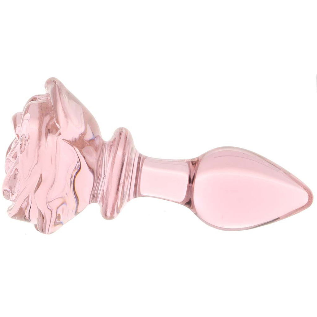 Booty Sparks Pink Rose Glass Anal Plug in Small - Tophatter's Adult Products Anal Sex Toys > Butt Plugs - Tophatter Daily Deals