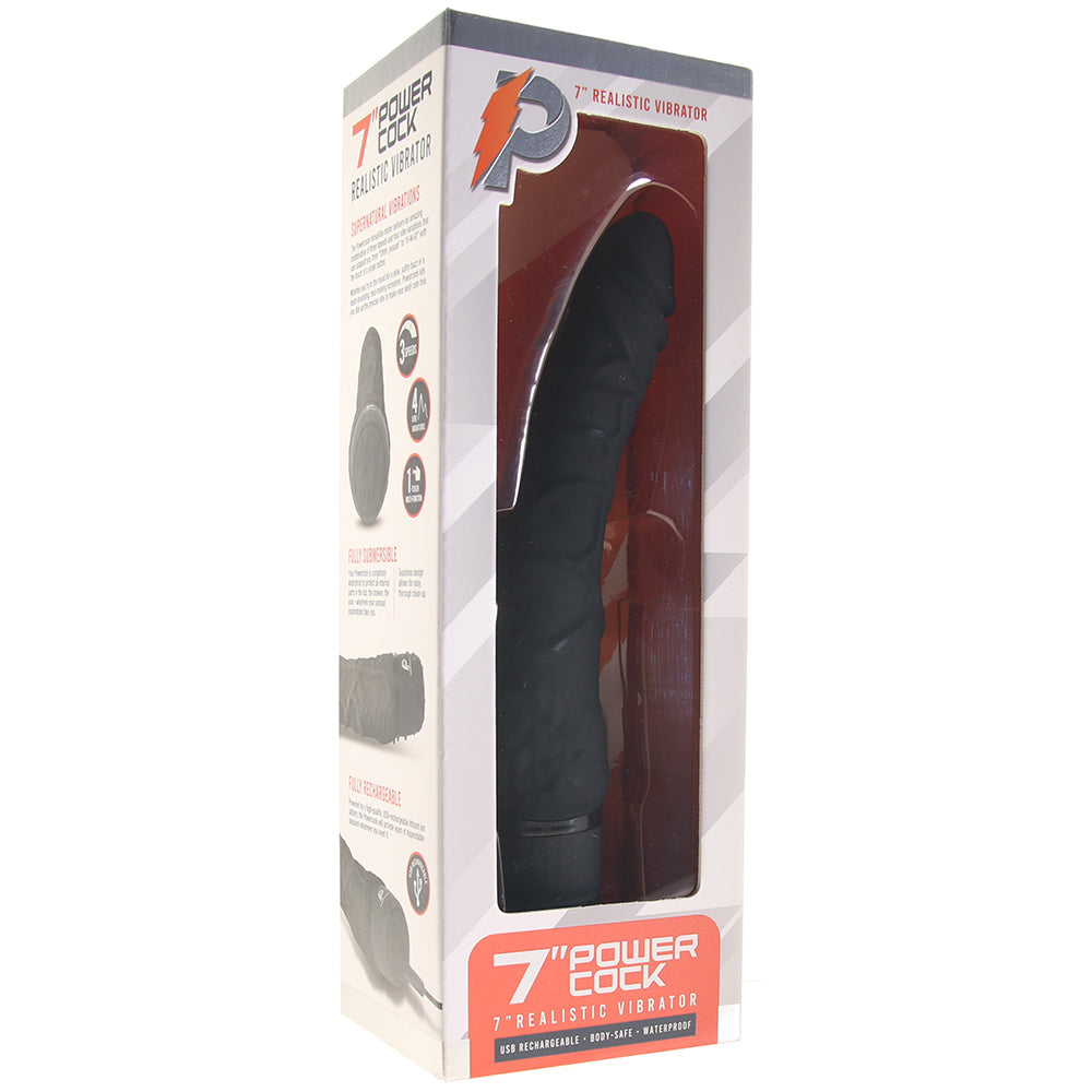 PowerCock 7 Inch Realistic Vibe in Black - Tophatter's Adult Sex Toys Online Vibrators > Realistic Vibrator Dildos - Tophatter Daily Deals