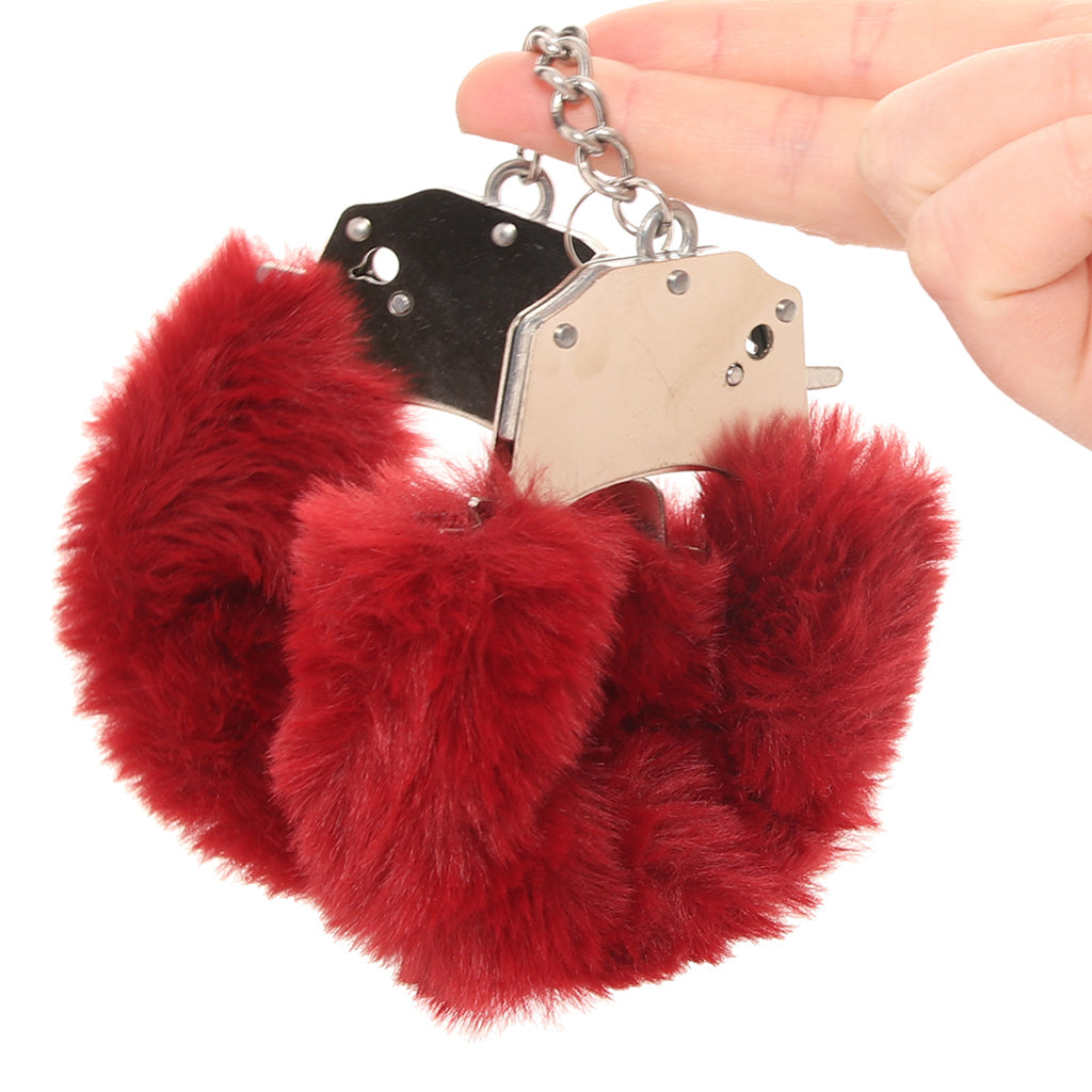 Ouch! Heavy Duty Fluffy Cuffs in Burgundy - Tophatter's Adult Sex Toys Online Bondage and Fetish > Wrist and Ankle Cuffs - Tophatter Daily Deals