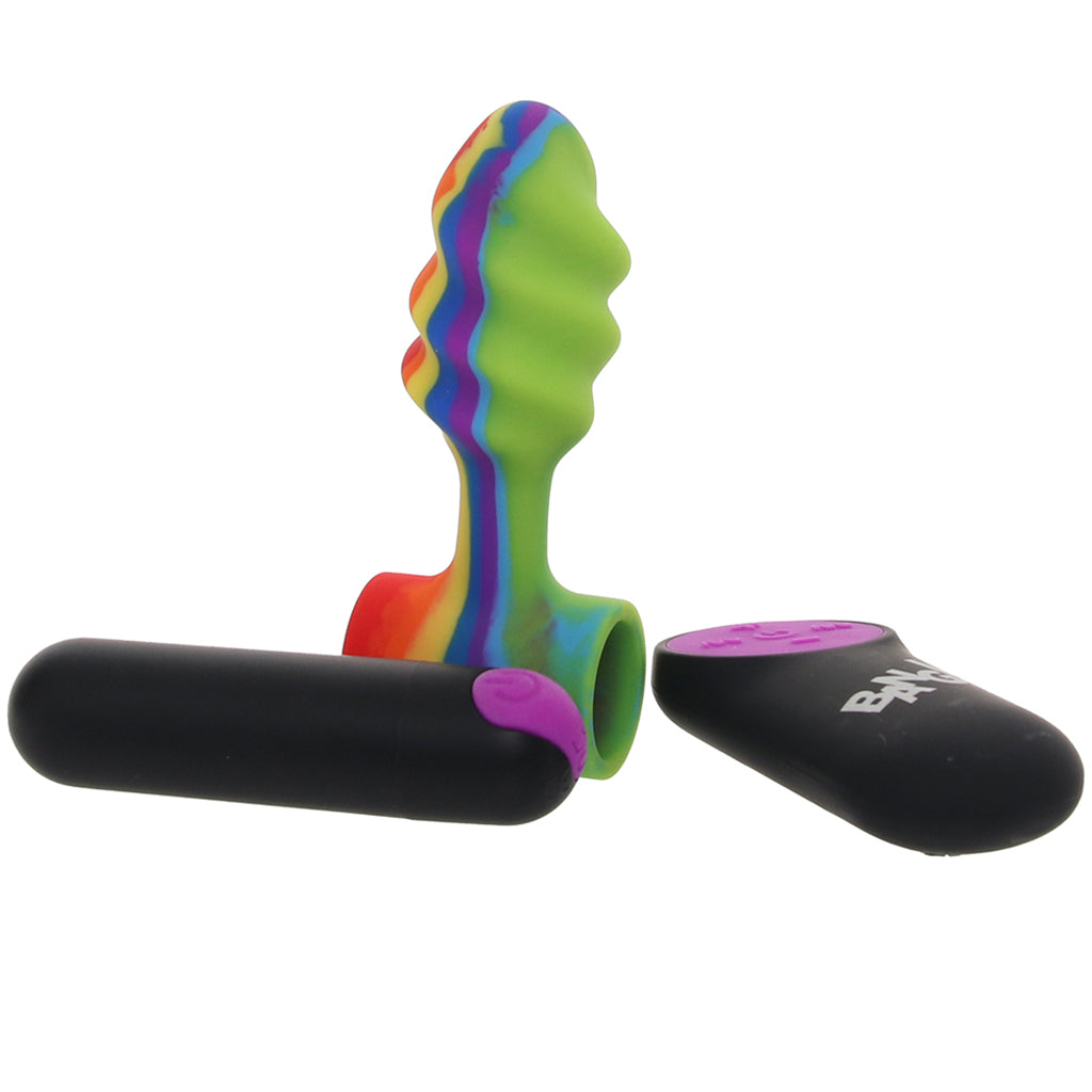 Bang! Vibrating Rainbow Butt Plug with Remote - Tophatter's Adult Sex Toys Online Anal Sex Toys > Butt Plugs - Tophatter Daily Deals