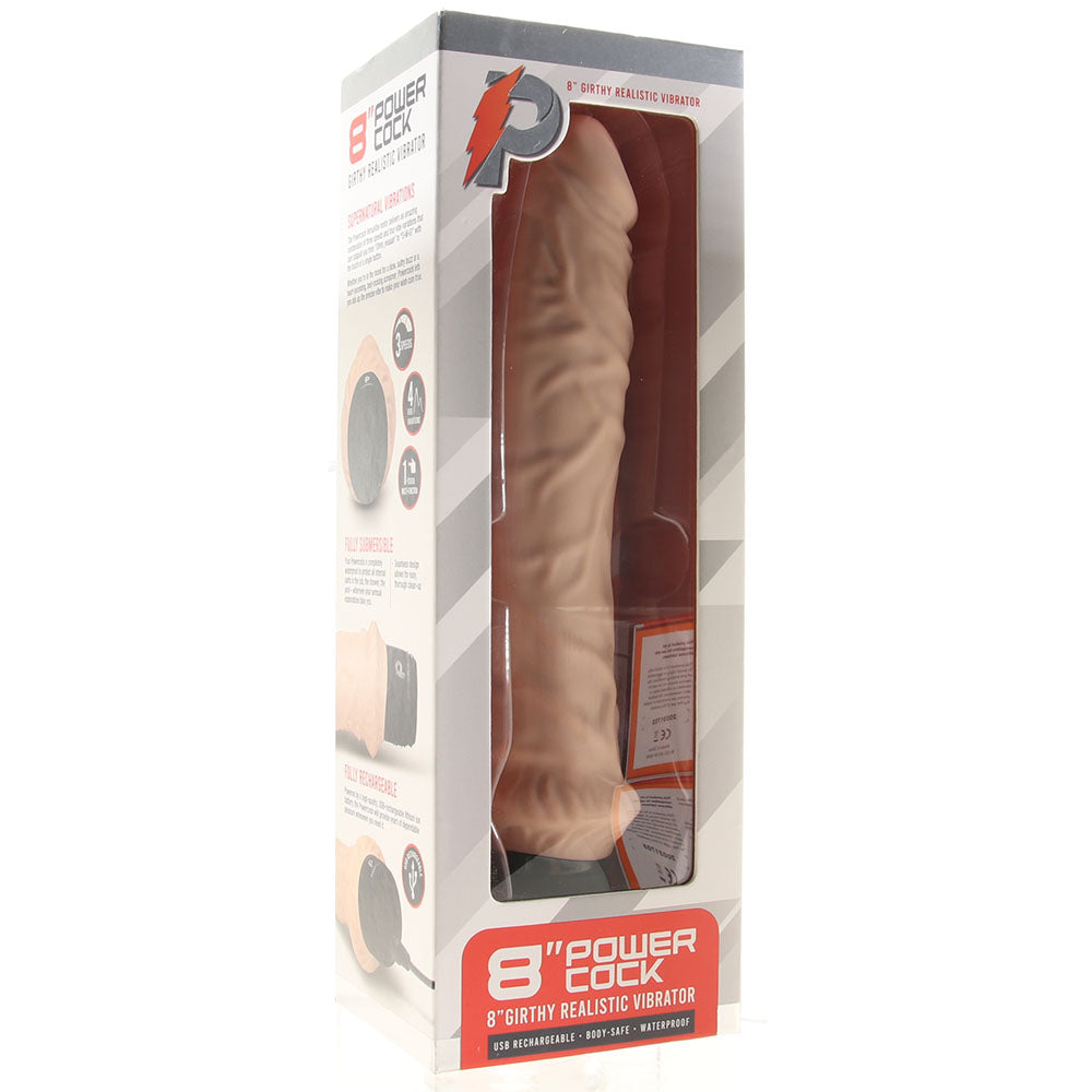 Power Cock 8 Inch Girthy Realistic Vibe in Light Vibrators > Realistic Vibrator Dildos - Tophatter Daily Deals