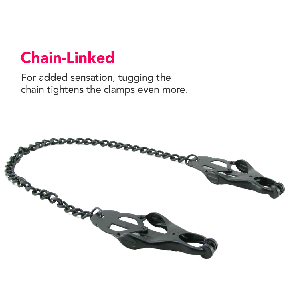 Master Series Monarch Noir Chained Clover Clamps Bondage and Fetish > Nipple Stimulators & Clamps - Tophatter Daily Deals