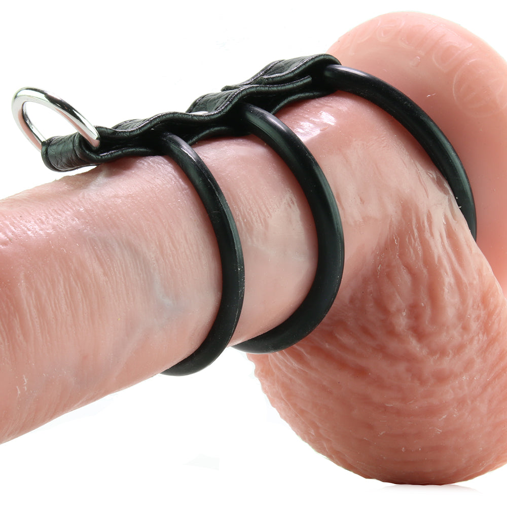 Blue Line 3 Ring Silicone Gates of Hell with Leash Lead Bondage and Fetish > Cock and Ball Devices - Tophatter Daily Deals