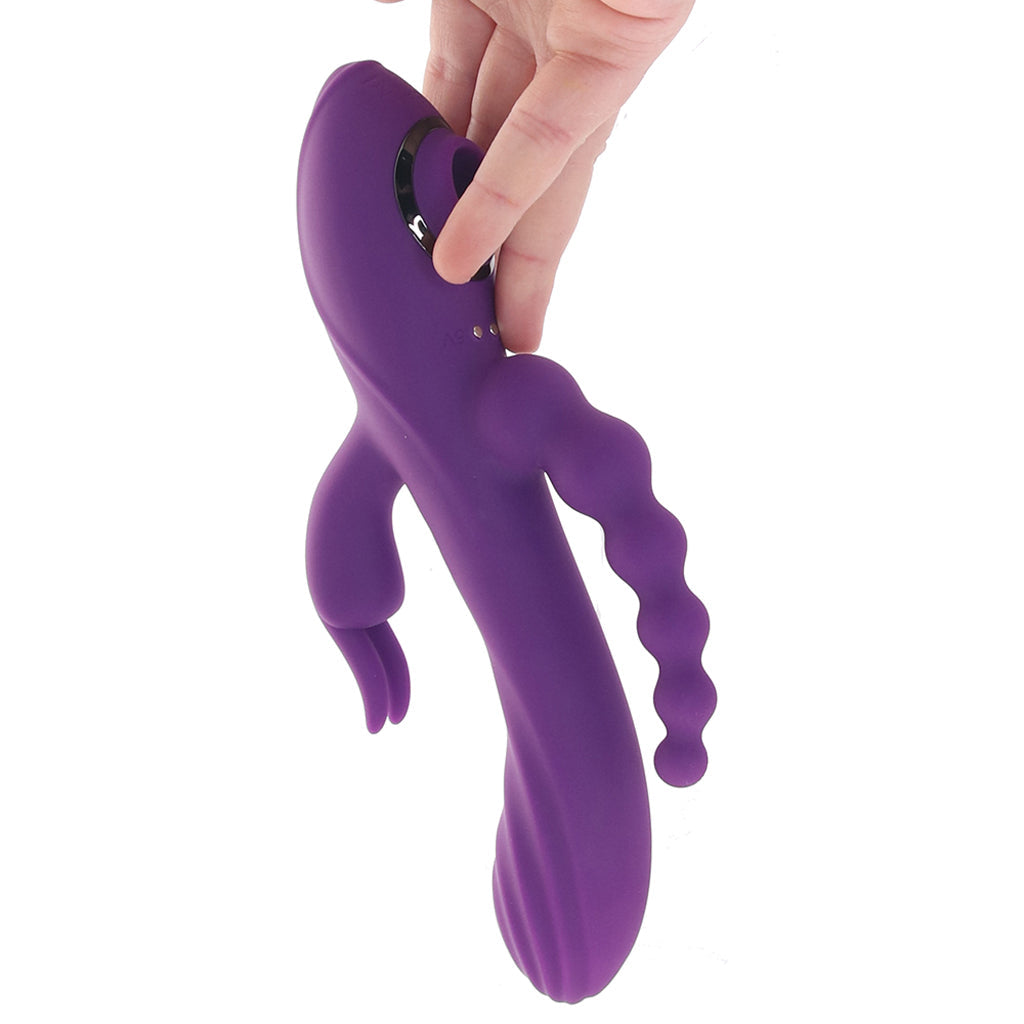 Fourgasm Triple Stimulator Sucking Rabbit Vibe in Purple - Tophatter's Vibrator Deals Online Vibrators > Rabbit Vibrators - Tophatter Daily Deals