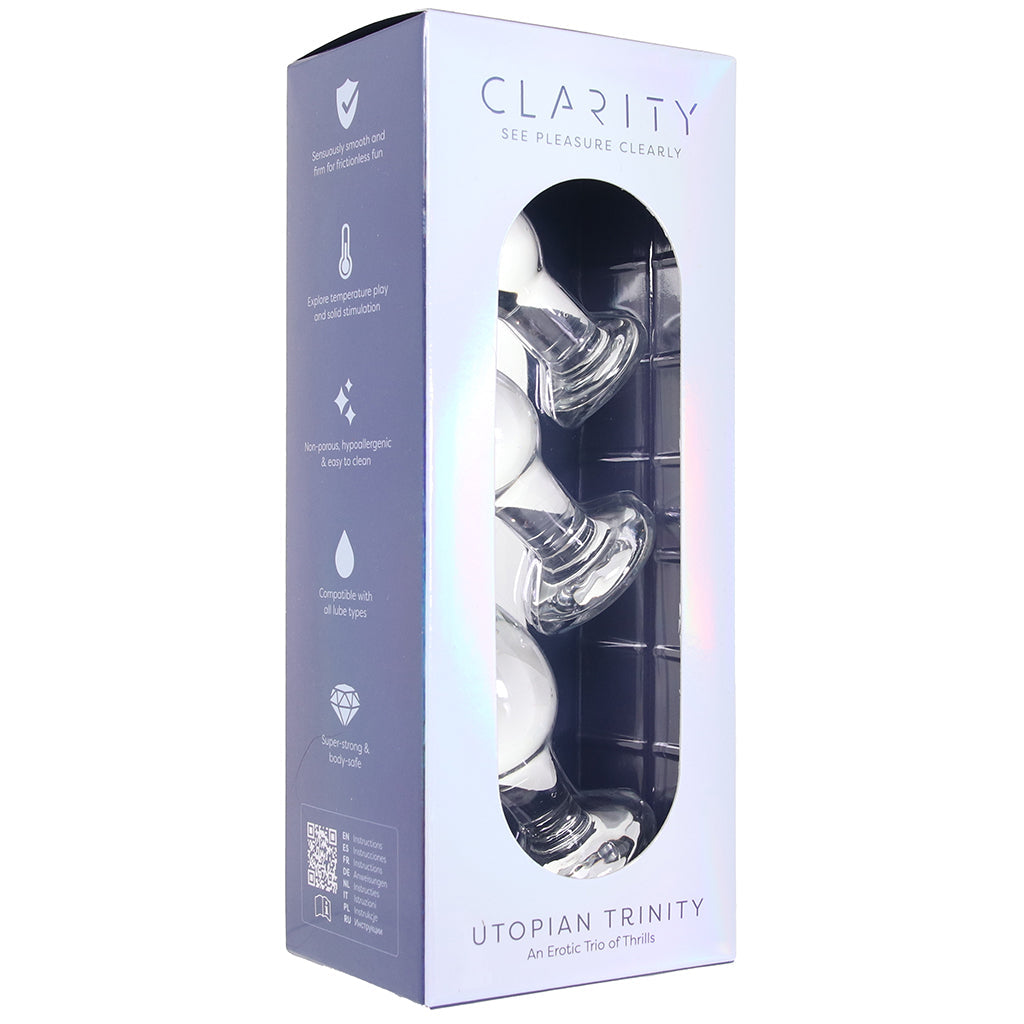 Clarity Utopian Trinity Glass Butt Plug Set Anal Sex Toys > Butt Plugs - Tophatter Daily Deals