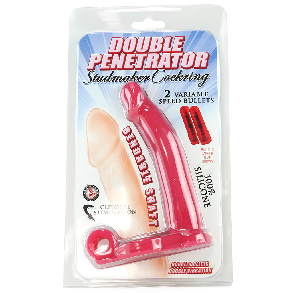 Double Penetrator Silicone Studmaker Cock Ring in Pink - Tophatter's Vibrator Deals Online Vibrators > Double Penetration - Tophatter Daily Deals