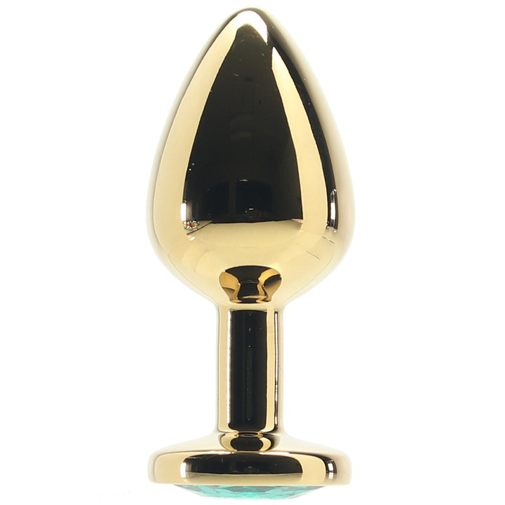 Ouch! Green Round Gem Gold Plug in Medium - Tophatter's Adult Products Anal Sex Toys > Butt Plugs - Tophatter Daily Deals