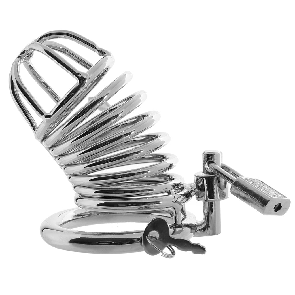 Blue Line Deluxe Steel Chastity Cage in Silver Bondage and Fetish > Cock and Ball Devices - Tophatter Daily Deals