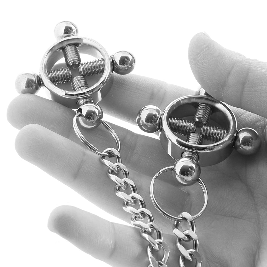 Nipple Grips 4-Point Nipple Press and Chain - Tophatter's Adult Sex Toys Online Bondage and Fetish > Nipple Stimulators & Clamps - Tophatter Daily Deals