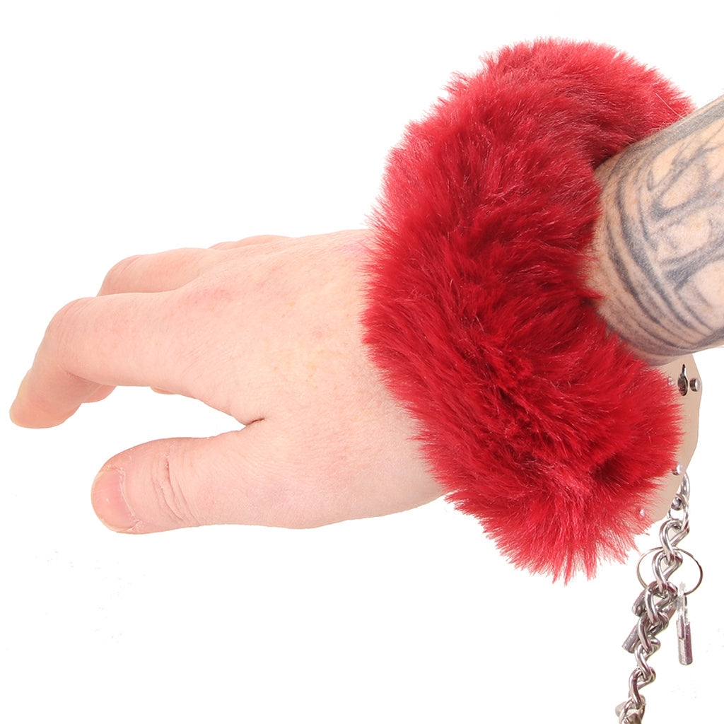 Ouch! Heavy Duty Fluffy Cuffs in Burgundy Bondage and Fetish > Wrist and Ankle Cuffs - Tophatter Daily Deals