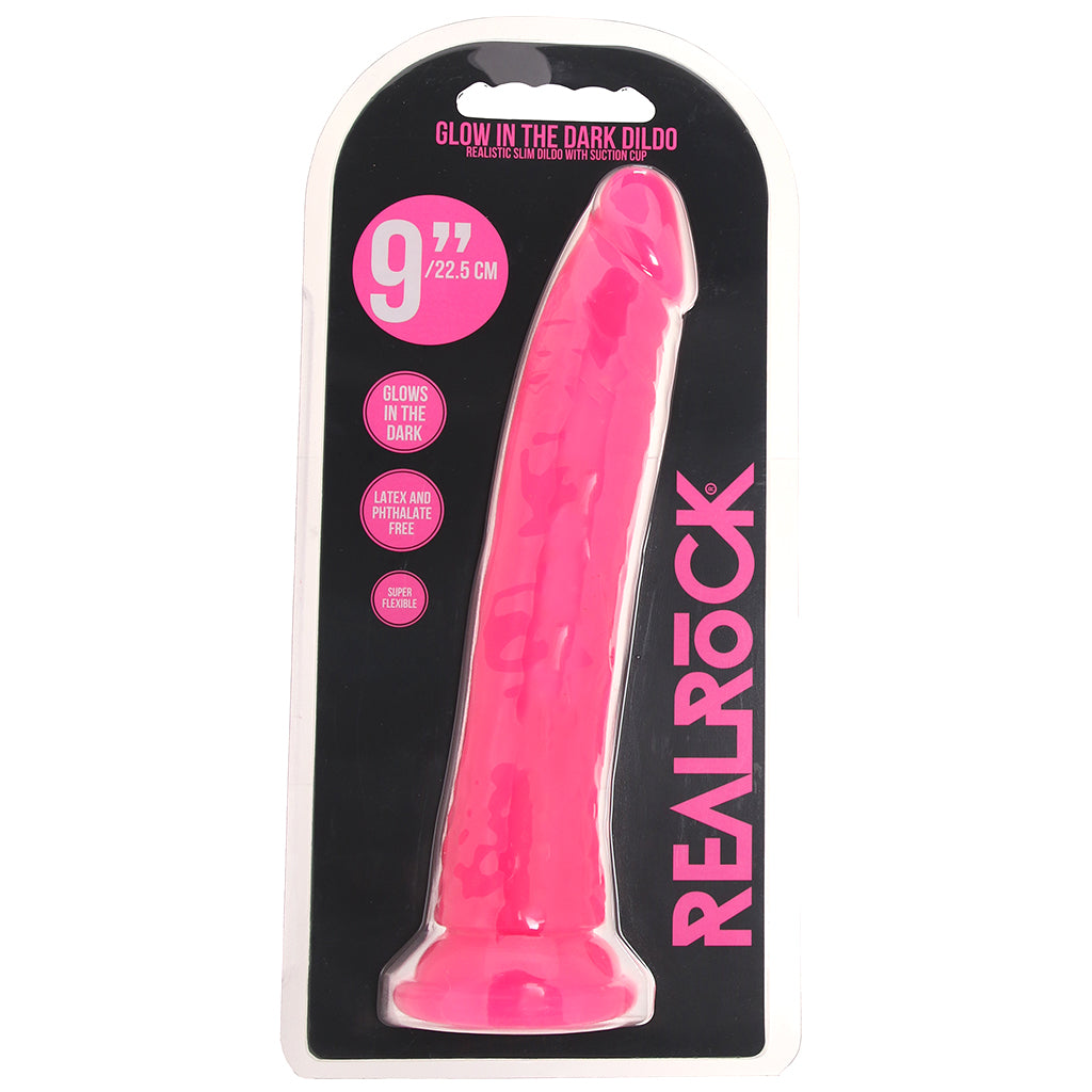 RealRock 9 Inch Glow-in-the-Dark Slim Dildo in Pink Dildo Sex Toys > Realistic Dildos - Tophatter Daily Deals