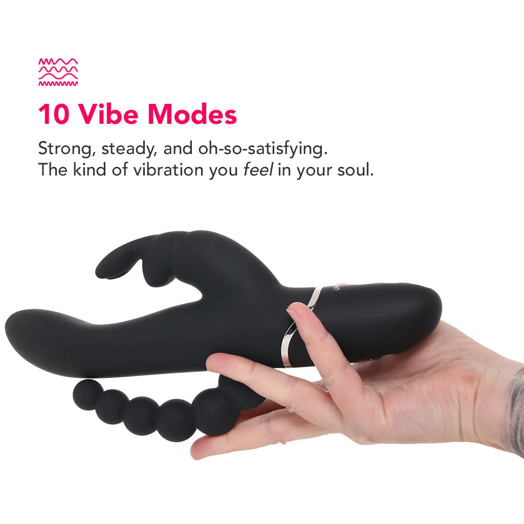 PinkCherry Triple Rabbit Vibe in Black Vibrators > Rabbit Vibrators - Tophatter Daily Deals