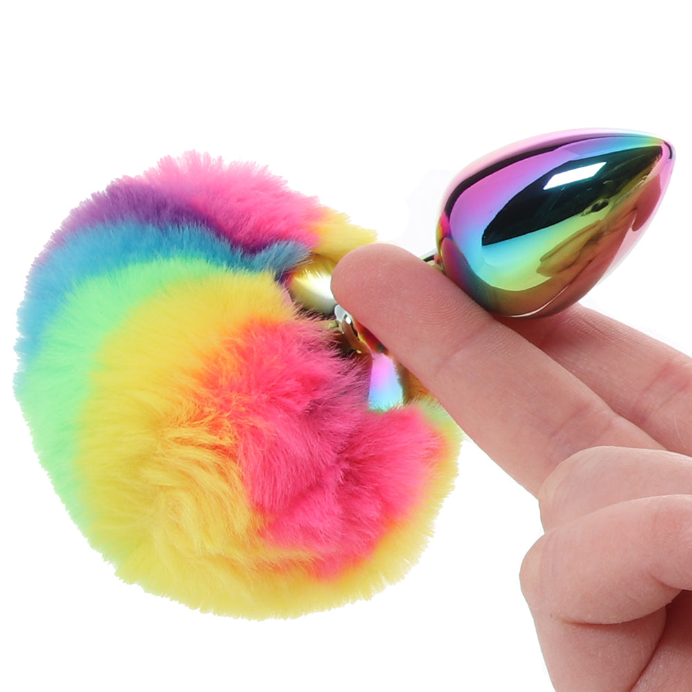 Gemsations 3 Inch Bunny Tail Butt Plug in Rainbow Anal Sex Toys > Butt Plugs - Tophatter Daily Deals