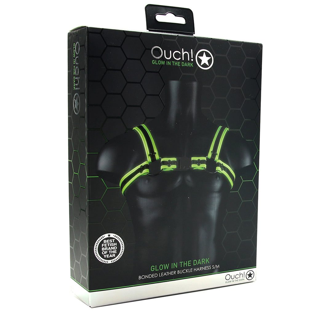 Ouch! Glow In The Dark Bulldog Buckle Harness /M Bondage and Fetish > Men's Bondage Wear - Tophatter Daily Deals