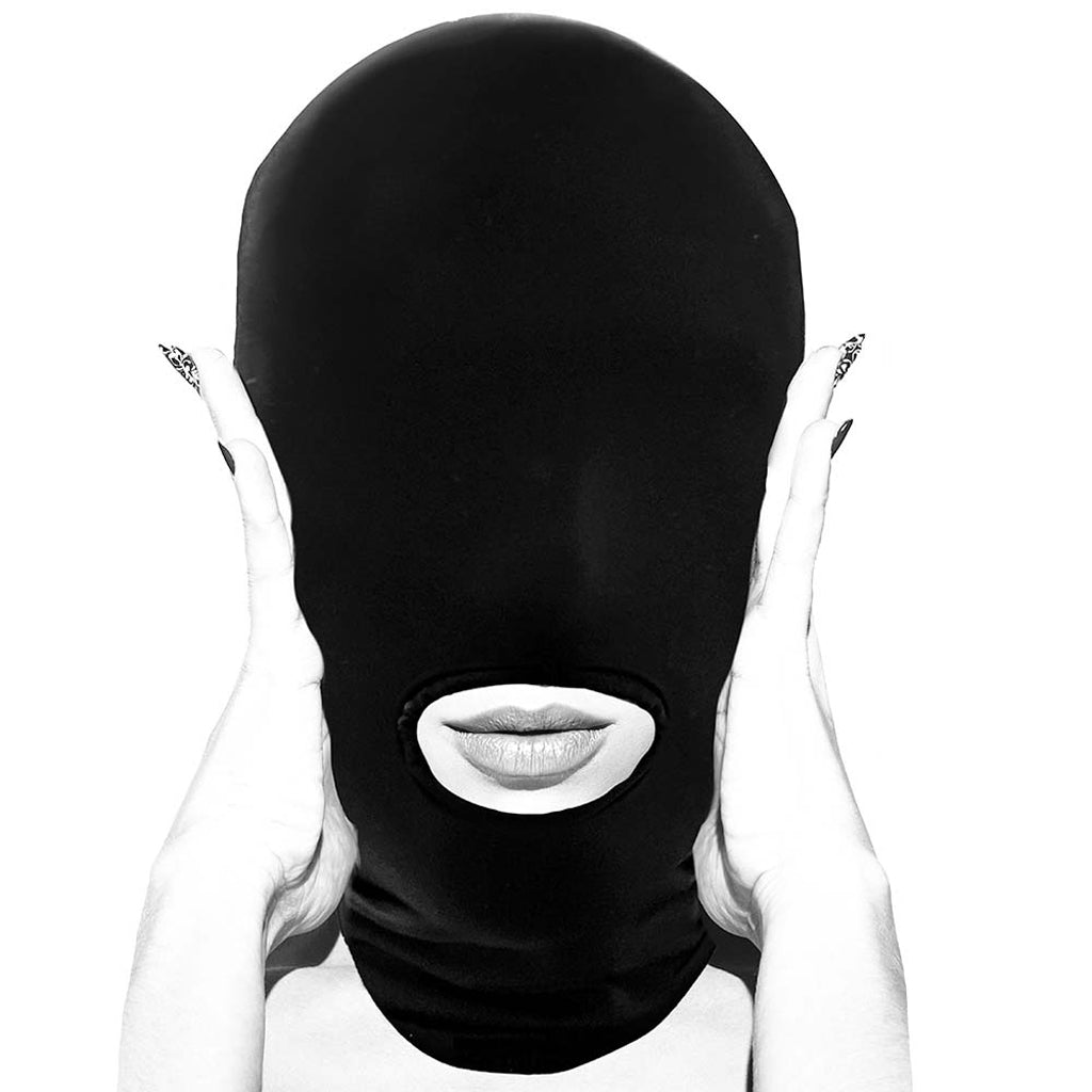 Black & White Open Mouth Submission Mask - Tophatter's Adult Products Bondage and Fetish > Pleasure Masks and Dress Up Play - Tophatter Daily Deals