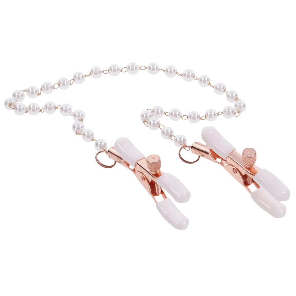 S&M Peaches 'n CreaMe Pearl Nipple Clamps - Tophatter's Adult Products Bondage and Fetish > Nipple Stimulators & Clamps - Tophatter Daily Deals