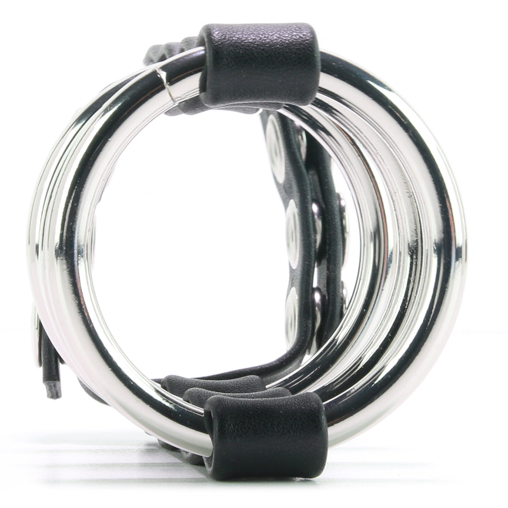 Blue Line Triple Metal C-Ring with Adjustable Ball Strap - Tophatter's Adult Sex Toys Online Bondage and Fetish > Cock and Ball Devices - Tophatter Daily Deals