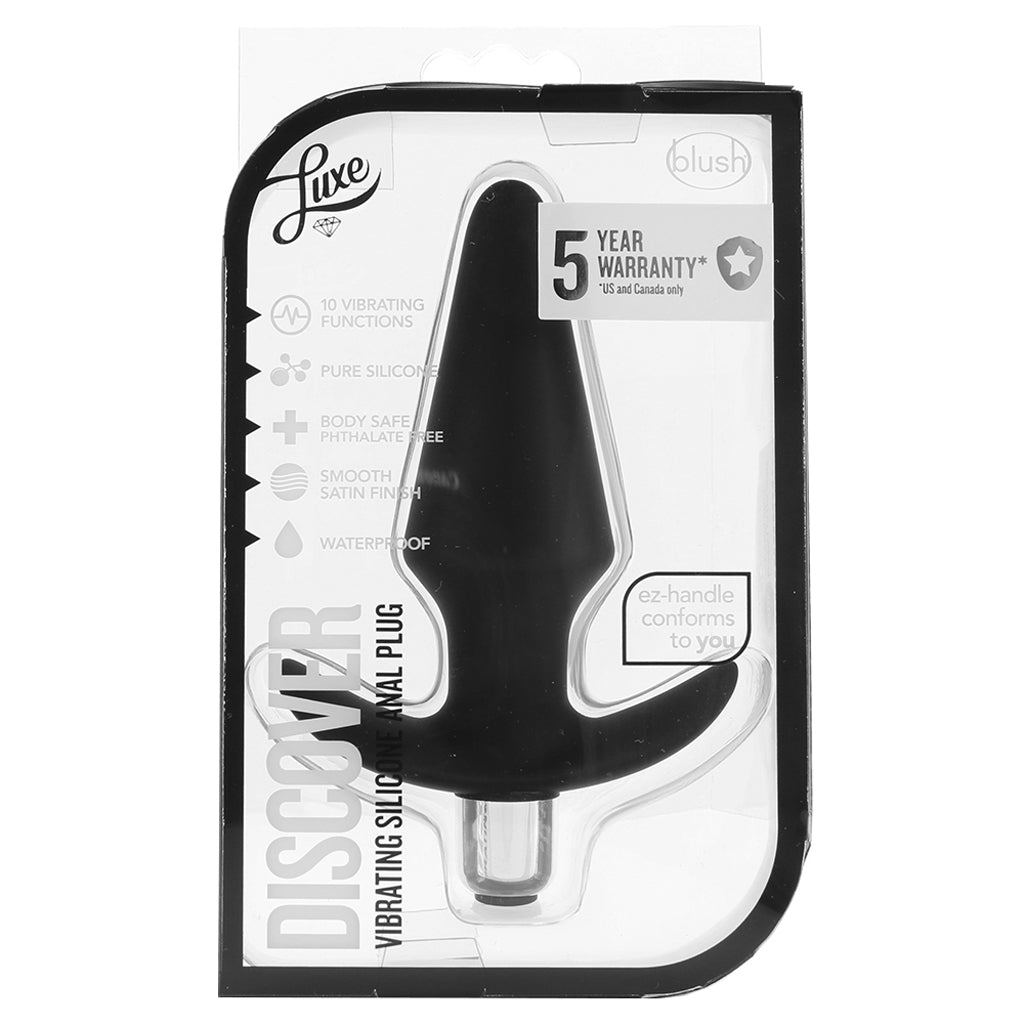 Luxe Discover Vibrating Silicone Butt Plug in Black - Tophatter's Vibrator Deals Online Anal Sex Toys > Butt Plugs - Tophatter Daily Deals