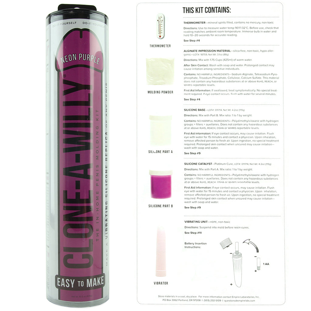 Clone-A-Willy Vibrator Kit in Neon Purple - Tophatter's Adult Products Dildo Sex Toys > Realistic Dildos - Tophatter Daily Deals