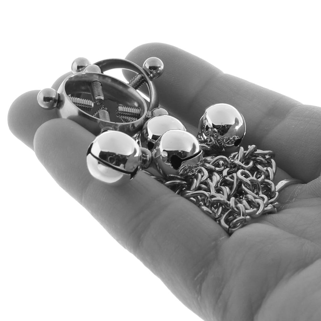 Nipple Grips 4-Point Nipple Press with Bells Bondage and Fetish > Nipple Stimulators & Clamps - Tophatter Daily Deals