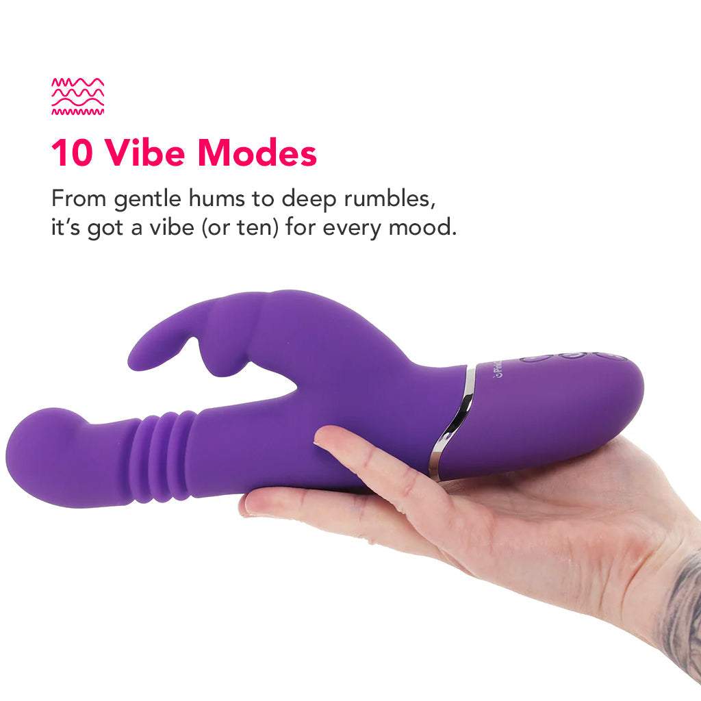 PinkCherry Thrusting Rabbit Vibe in Purple Vibrators > Rabbit Vibrators - Tophatter Daily Deals