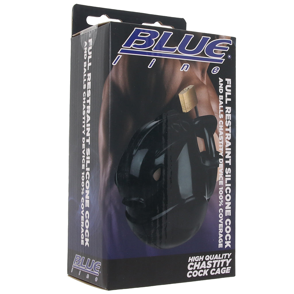 Blueline Full Restraint Silicone Chastity Device in Black Bondage and Fetish > Cock and Ball Devices - Tophatter Daily Deals