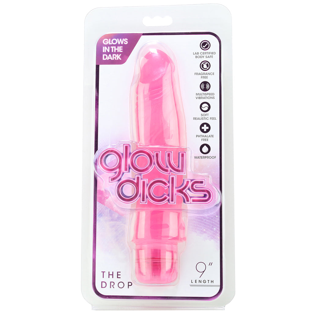 Glow Dicks 9 Inch The Drop Vibe in Pink - Tophatter's Adult Products Vibrators > Realistic Vibrator Dildos - Tophatter Daily Deals