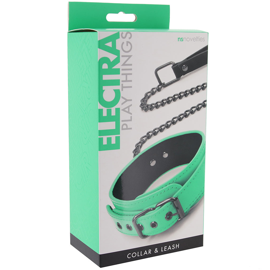 Electra Play Things Collar & Leash in Neon Green - Tophatter's Adult Products Bondage and Fetish > Pleasure Masks and Dress Up Play - Tophatter Daily Deals