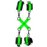 Ouch! Glow In The Dark Hand & Ankle Cuffs with Hogtie Bondage and Fetish > Wrist and Ankle Cuffs - Tophatter Daily Deals
