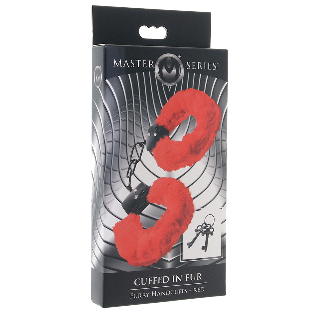 Master Series Cuffed in Fur Wrist Cuffs in Red - Tophatter's Adult Products Bondage and Fetish > Wrist and Ankle Cuffs - Tophatter Daily Deals