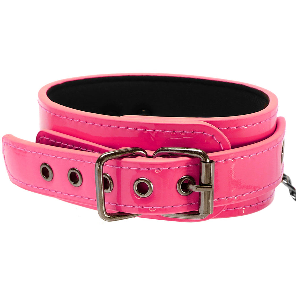 Electra Play Things Collar & Leash in Neon Pink - Tophatter's Adult Sex Toys Online Bondage and Fetish > Leashes and Collars - Tophatter Daily Deals