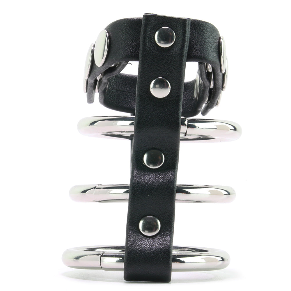 Blue Line Triple Metal C-Ring with Adjustable Ball Strap Bondage and Fetish > Cock and Ball Devices - Tophatter Daily Deals