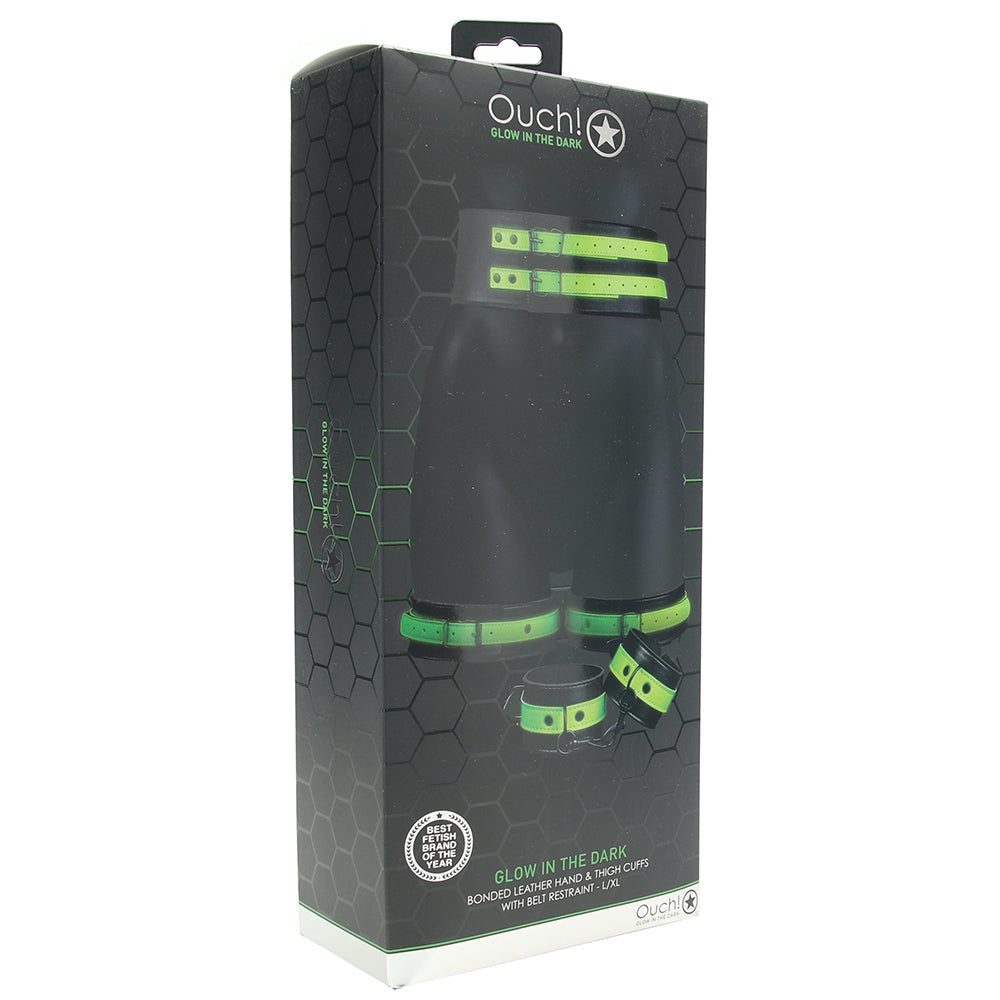 Ouch! Glow Bondage Belt with Thigh and Wrist Cuffs /XL Bondage and Fetish > Men's Bondage Wear - Tophatter Daily Deals