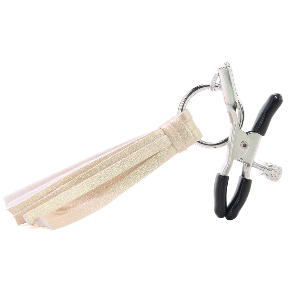 Playful Tassels Nipple Clamps in Gold - Tophatter's Adult Sex Toys Online Bondage and Fetish > Nipple Stimulators & Clamps - Tophatter Daily Deals