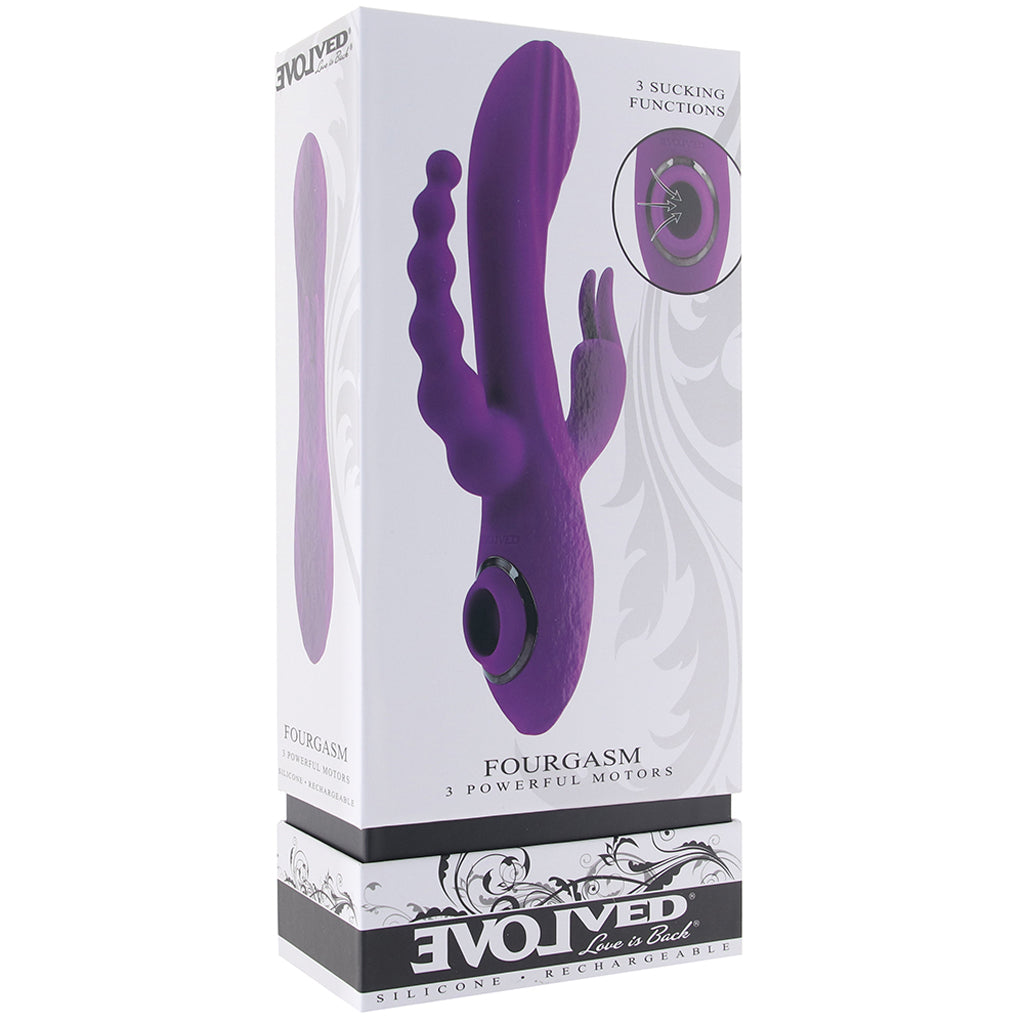 Fourgasm Triple Stimulator Sucking Rabbit Vibe in Purple - Tophatter's Adult Products Vibrators > Rabbit Vibrators - Tophatter Daily Deals