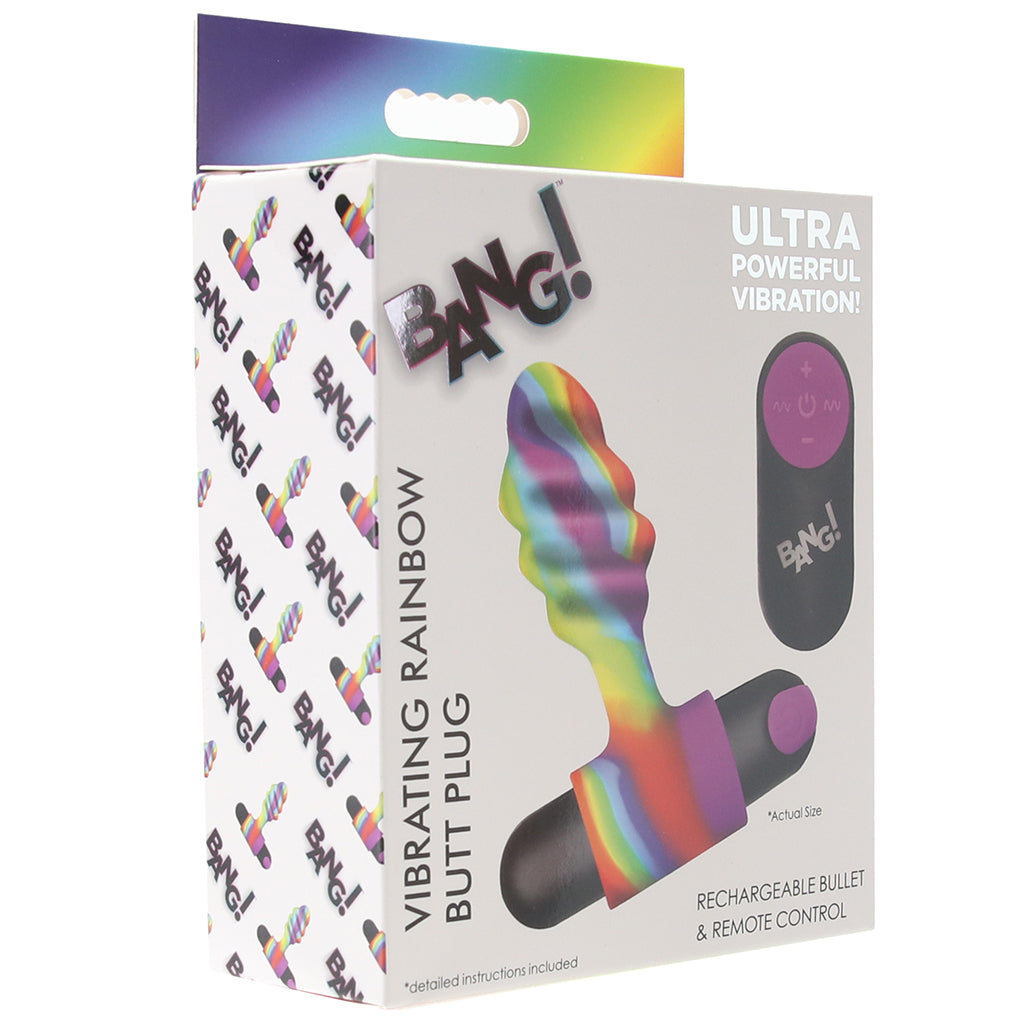 Bang! Vibrating Rainbow Butt Plug with Remote Anal Sex Toys > Butt Plugs - Tophatter Daily Deals