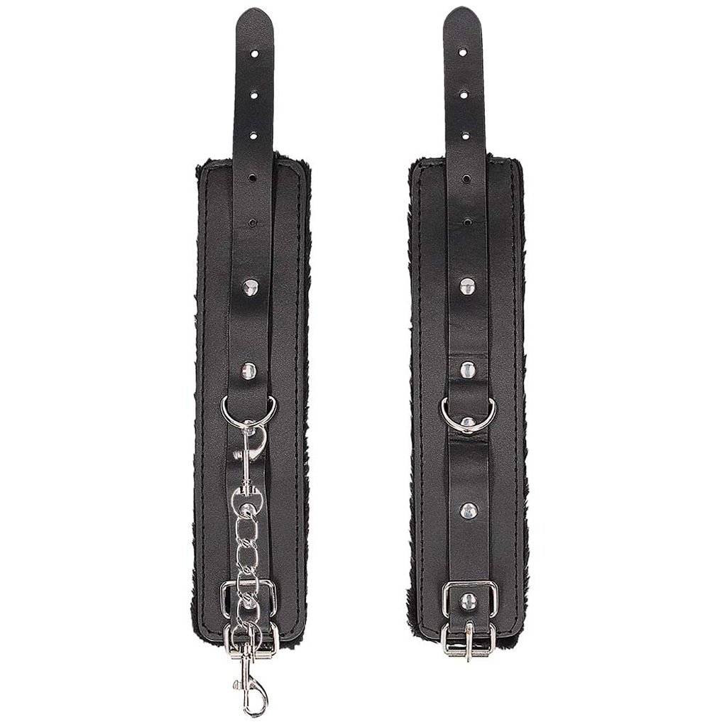 Black & White Plush Wrist Cuffs - Tophatter's Adult Products Bondage and Fetish > Wrist and Ankle Cuffs - Tophatter Daily Deals