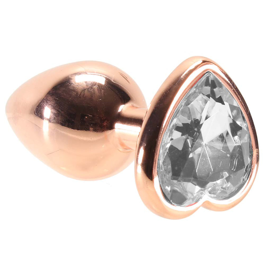 Small Aluminum Plug with Clear Heart Gem in Rose Gold Anal Sex Toys > Butt Plugs - Tophatter Daily Deals
