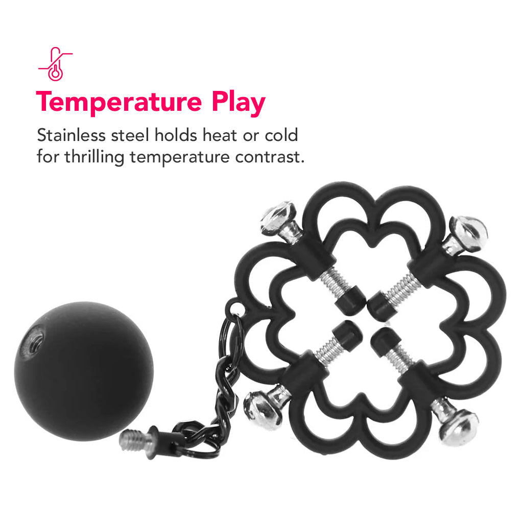 Nipple Grips 4-Point Weighted Nipple Press Clamps in Black Bondage and Fetish > Nipple Stimulators & Clamps - Tophatter Daily Deals