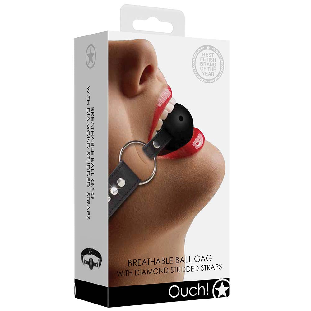 Ouch! Breathable Ball Gag with Diamond Studded Straps Bondage and Fetish > Ball Gags & Mouth Restraints - Tophatter Daily Deals