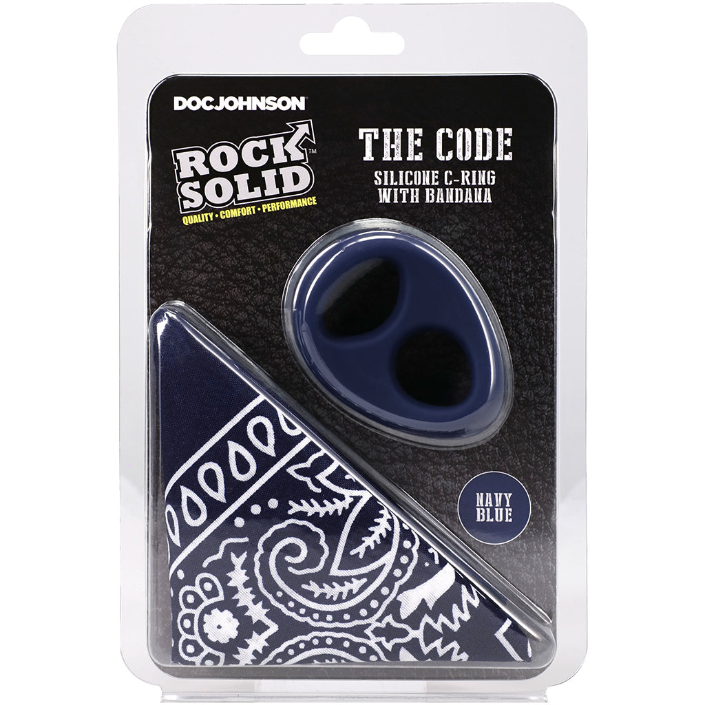 Rock Solid The Code C-Ring and Bandana Set in Navy Blue Cock Rings - Tophatter Daily Deals