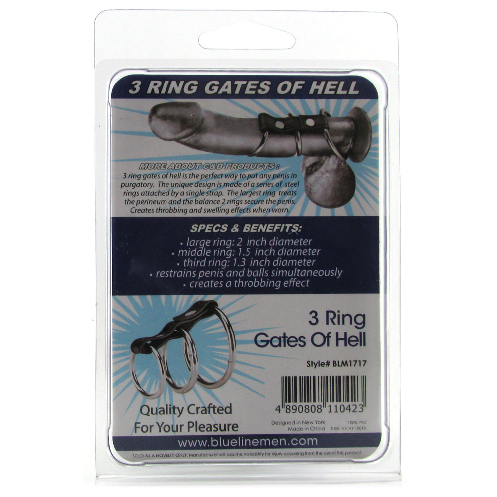 Blue Line 3 Ring Gates of Hell Cock & Ball Cage - Tophatter's Adult Sex Toys Online Bondage and Fetish > Cock and Ball Devices - Tophatter Daily Deals