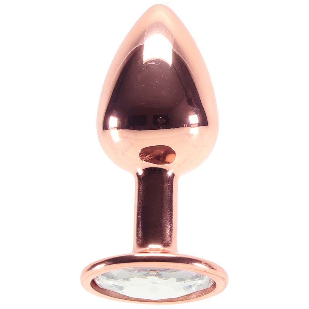 Small Aluminum Plug with Clear Gem in Rose Gold Anal Sex Toys > Butt Plugs - Tophatter Daily Deals