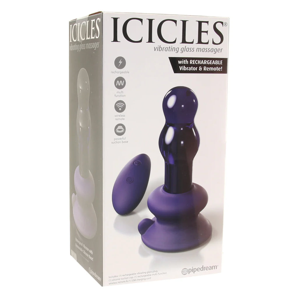 Icicles No.83 Vibrating Glass Plug in Purple Anal Sex Toys > Anal Vibrators - Tophatter Daily Deals